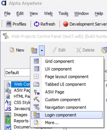 Adding a JSON Form Login Component step 1.